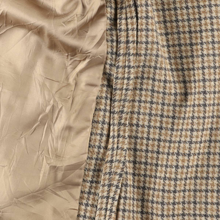 Palm Beach Check Pattern Houndstooth Pattern Wool Tailored Jacket, Men's Size Medium wool Beige type Vintage Second Hand