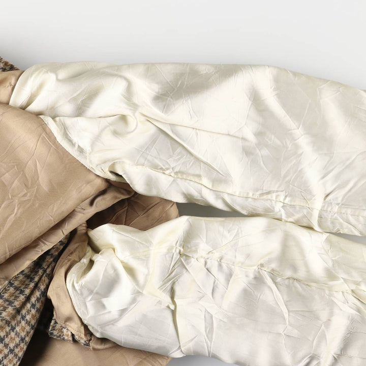 Palm Beach Check Pattern Houndstooth Pattern Wool Tailored Jacket, Men's Size Medium wool Beige type Vintage Second Hand