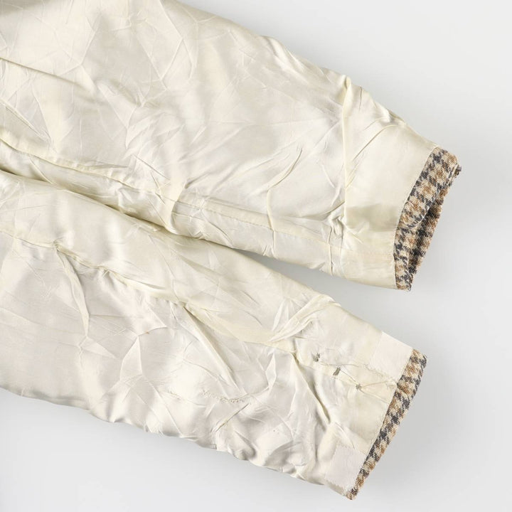 Palm Beach Check Pattern Houndstooth Pattern Wool Tailored Jacket, Men's Size Medium wool Beige type Vintage Second Hand