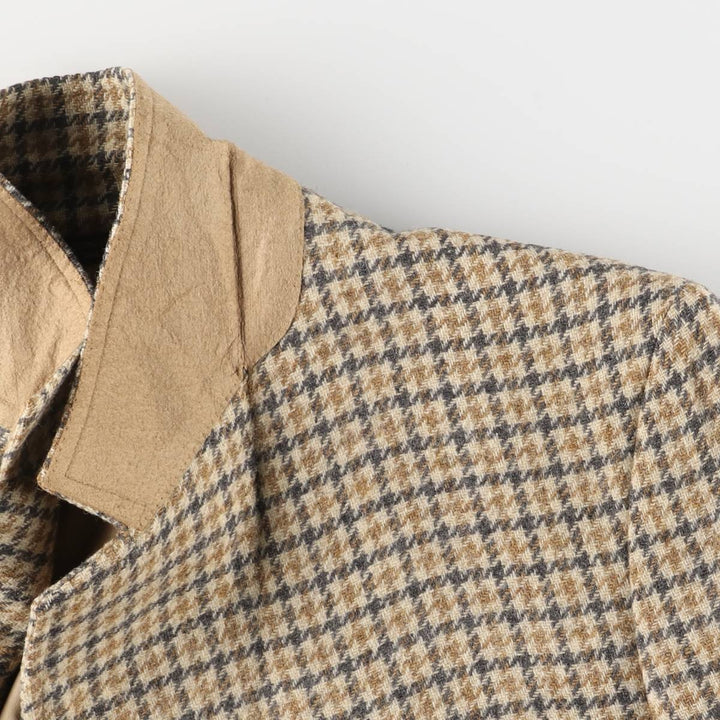 Palm Beach Check Pattern Houndstooth Pattern Wool Tailored Jacket, Men's Size Medium wool Beige type Vintage Second Hand