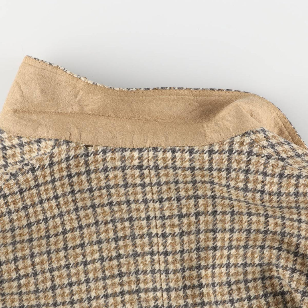 Palm Beach Check Pattern Houndstooth Pattern Wool Tailored Jacket, Men's Size Medium wool Beige type Vintage Second Hand