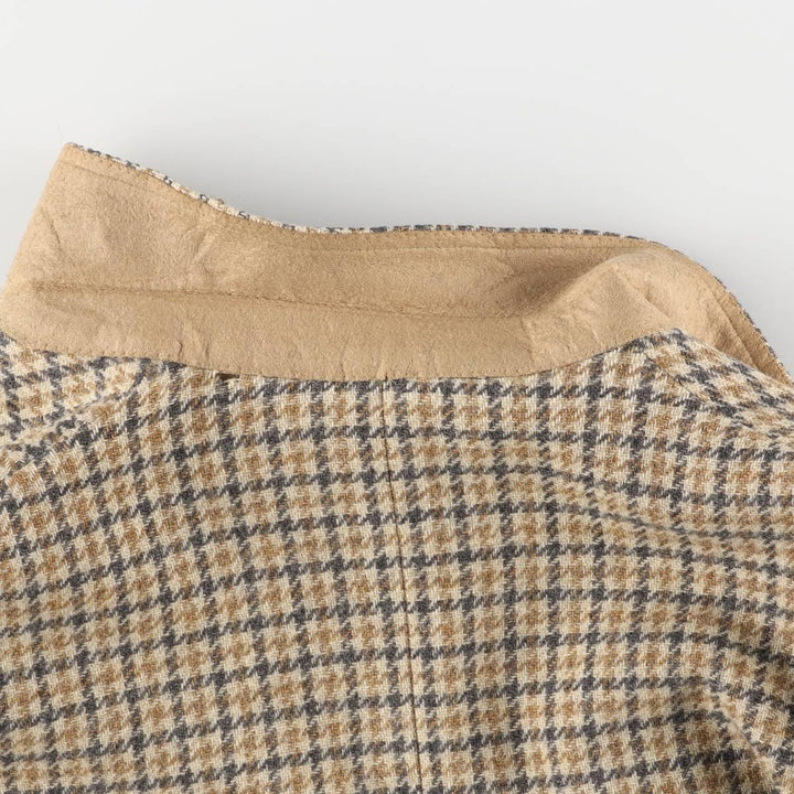 Palm Beach Check Pattern Houndstooth Pattern Wool Tailored Jacket, Men's Size Medium wool Beige type Vintage Second Hand