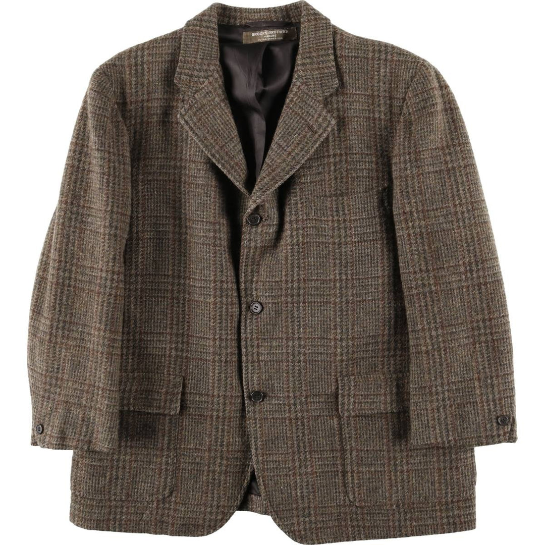 Brooks Brothers Check Pattern Wool Tailored Jacket, Men's Size Medium wool brown type Vintage Second Hand