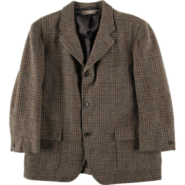 Brooks Brothers Check Pattern Wool Tailored Jacket, Men's Size Medium wool brown type Vintage Second Hand