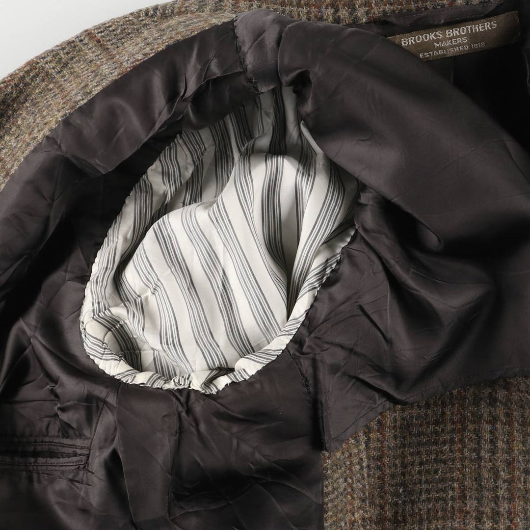 Brooks Brothers Check Pattern Wool Tailored Jacket, Men's Size Medium wool brown type Vintage Second Hand