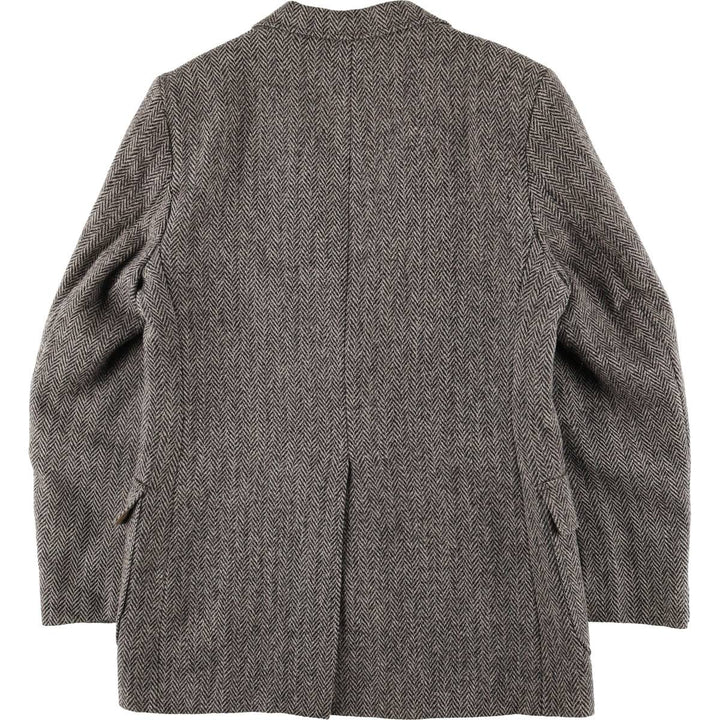 80s-90'S Derby of San Francisco Harris Tweed Herringbone Wool Tailored Jacket, Men's Size Medium wool gray type Vintage Second Hand