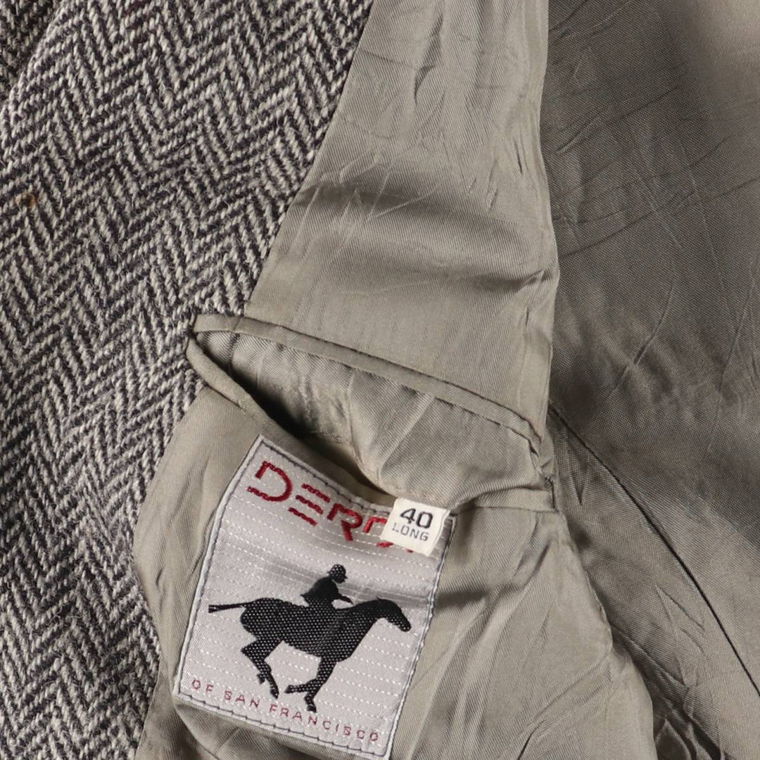 80s-90'S Derby of San Francisco Harris Tweed Herringbone Wool Tailored Jacket, Men's Size Medium wool gray type Vintage Second Hand