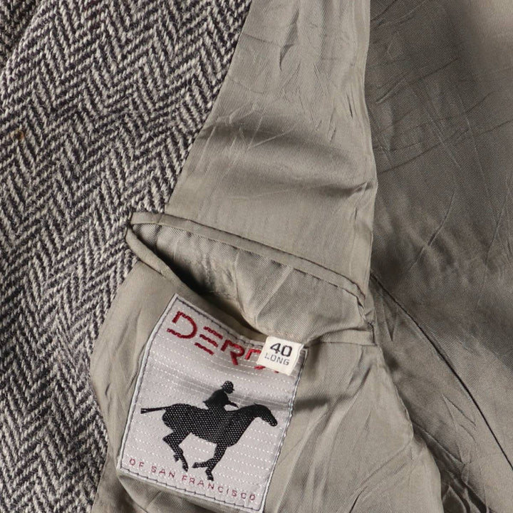 80s-90'S Derby of San Francisco Harris Tweed Herringbone Wool Tailored Jacket, Men's Size Medium wool gray type Vintage Second Hand
