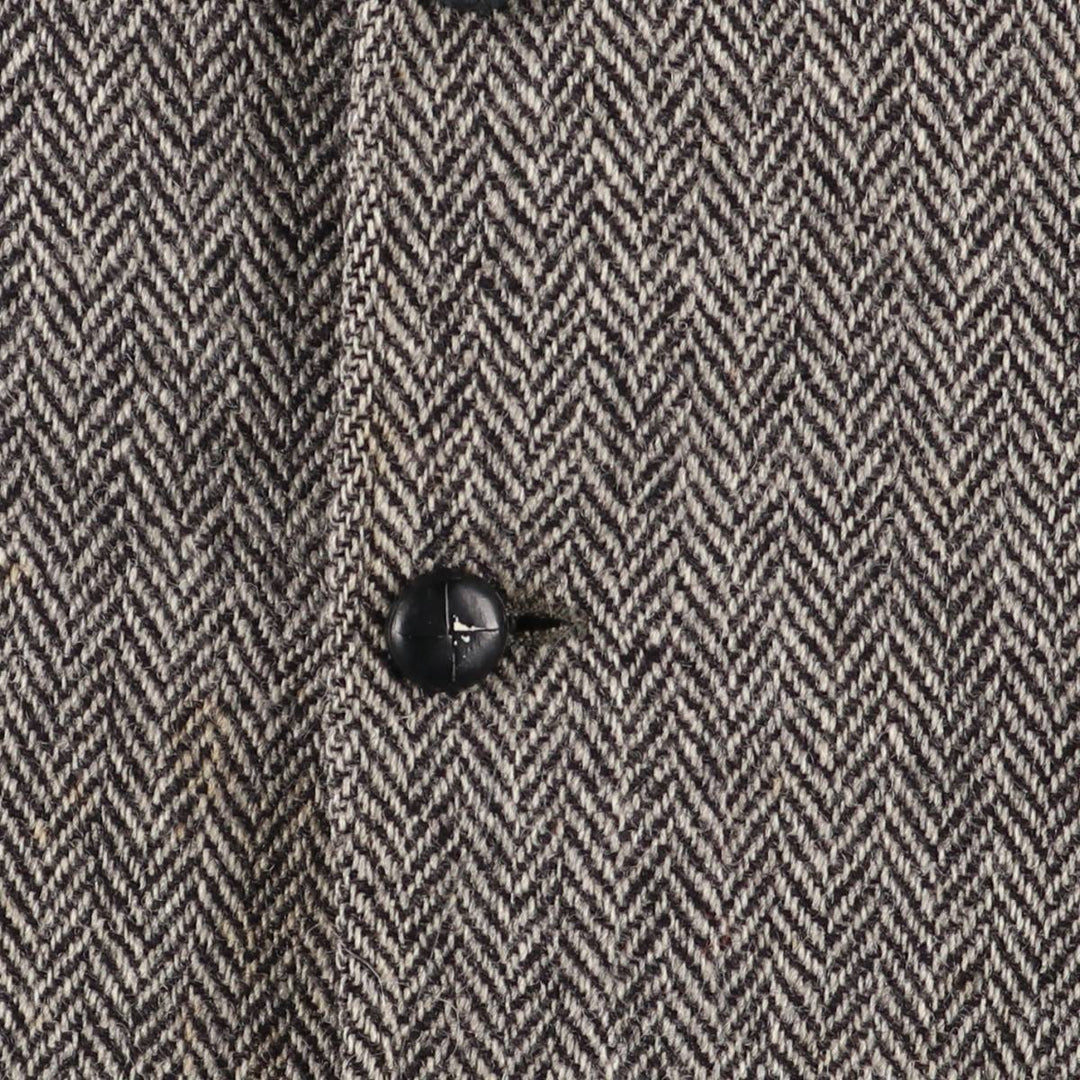 80s-90'S Derby of San Francisco Harris Tweed Herringbone Wool Tailored Jacket, Men's Size Medium wool gray type Vintage Second Hand