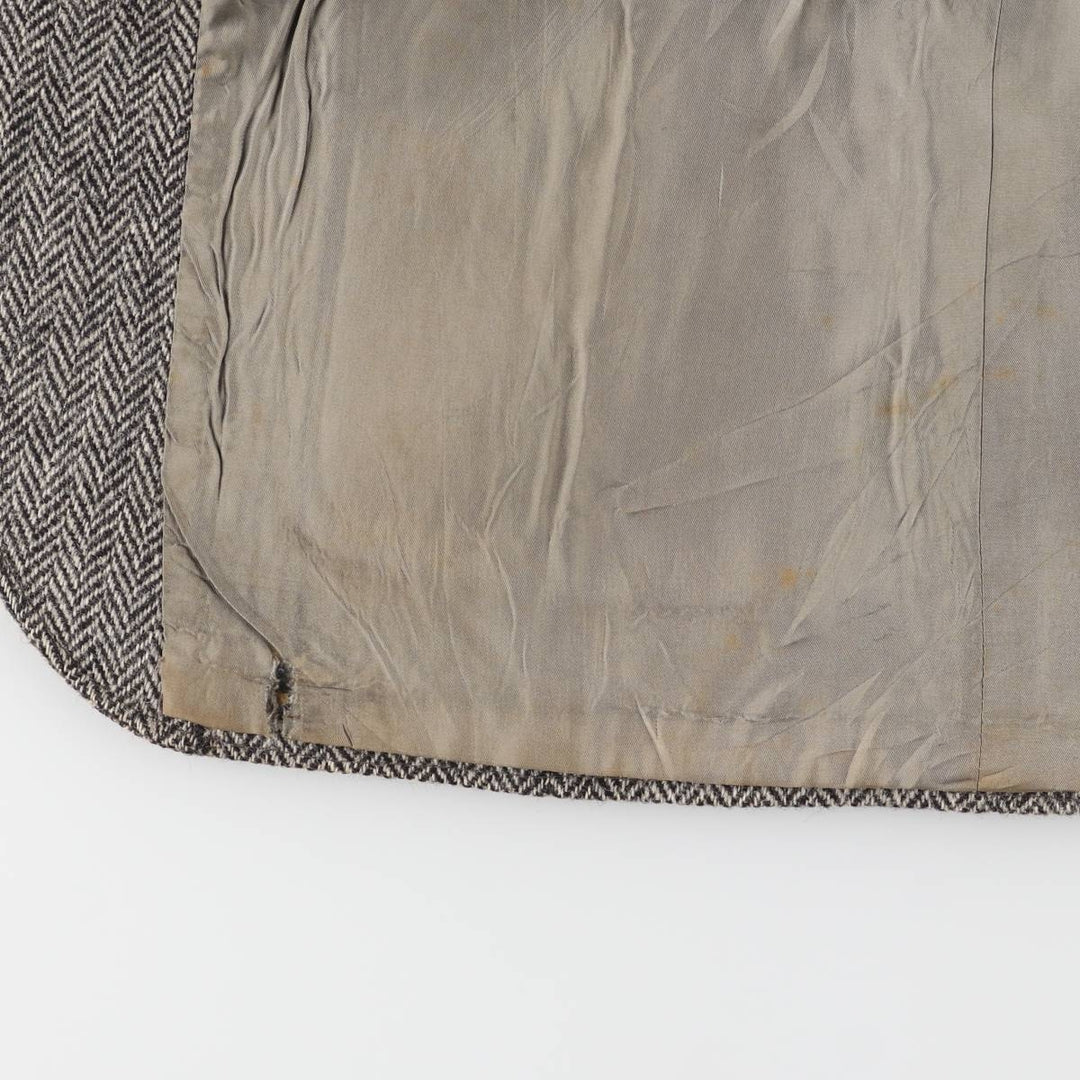 80s-90'S Derby of San Francisco Harris Tweed Herringbone Wool Tailored Jacket, Men's Size Medium wool gray type Vintage Second Hand