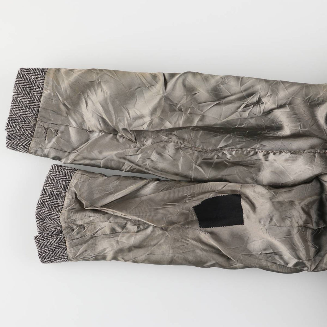 80s-90'S Derby of San Francisco Harris Tweed Herringbone Wool Tailored Jacket, Men's Size Medium wool gray type Vintage Second Hand