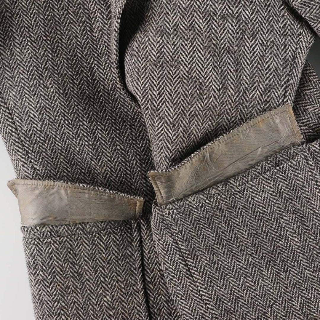 80s-90'S Derby of San Francisco Harris Tweed Herringbone Wool Tailored Jacket, Men's Size Medium wool gray type Vintage Second Hand