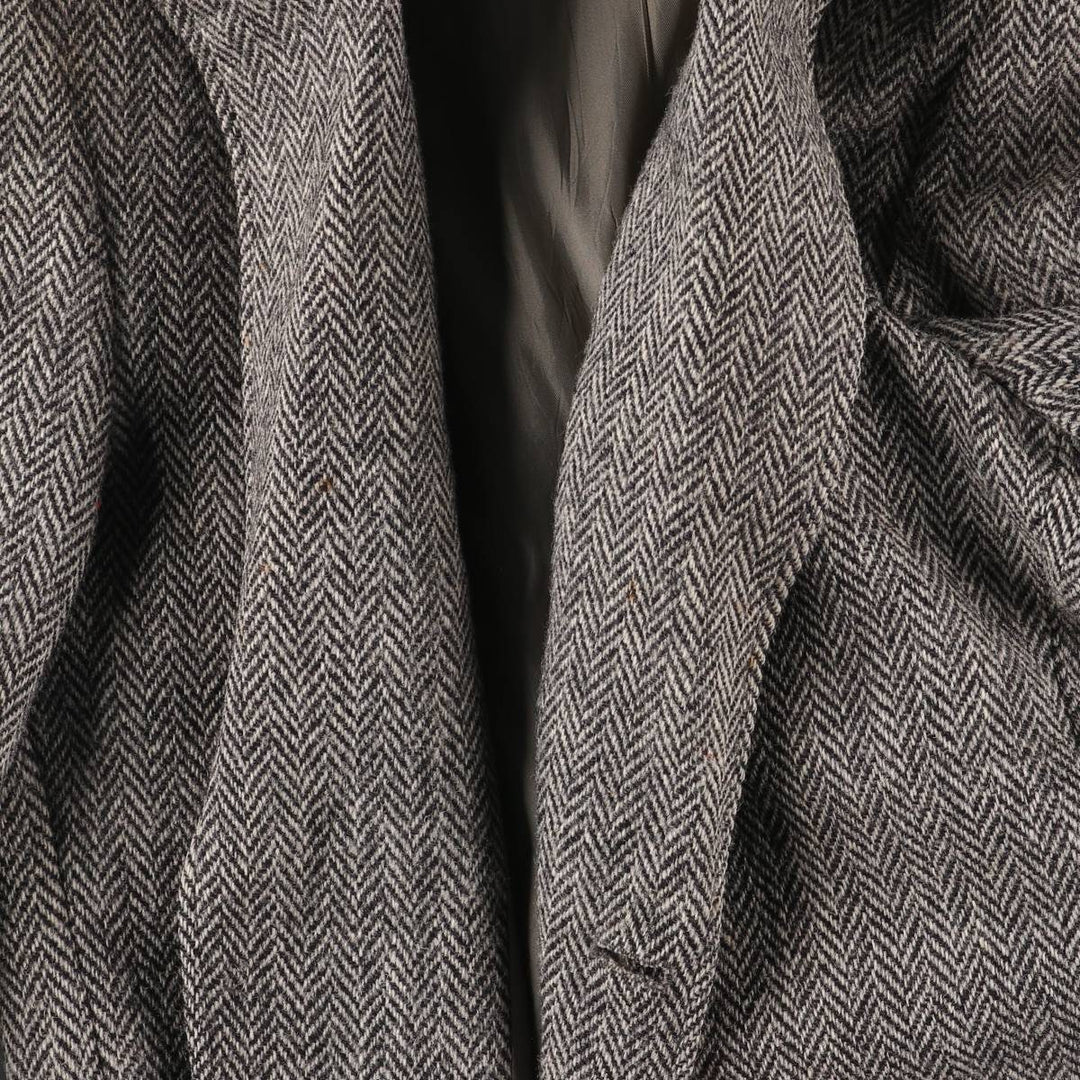 80s-90'S Derby of San Francisco Harris Tweed Herringbone Wool Tailored Jacket, Men's Size Medium wool gray type Vintage Second Hand