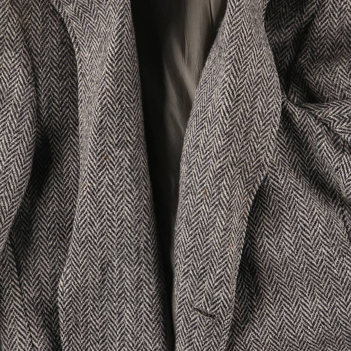 80s-90'S Derby of San Francisco Harris Tweed Herringbone Wool Tailored Jacket, Men's Size Medium wool gray type Vintage Second Hand