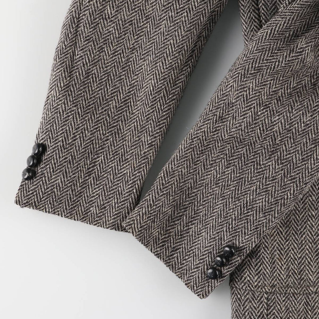 80s-90'S Derby of San Francisco Harris Tweed Herringbone Wool Tailored Jacket, Men's Size Medium wool gray type Vintage Second Hand
