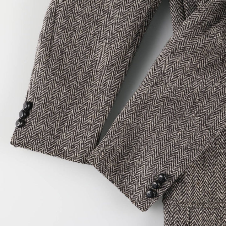 80s-90'S Derby of San Francisco Harris Tweed Herringbone Wool Tailored Jacket, Men's Size Medium wool gray type Vintage Second Hand