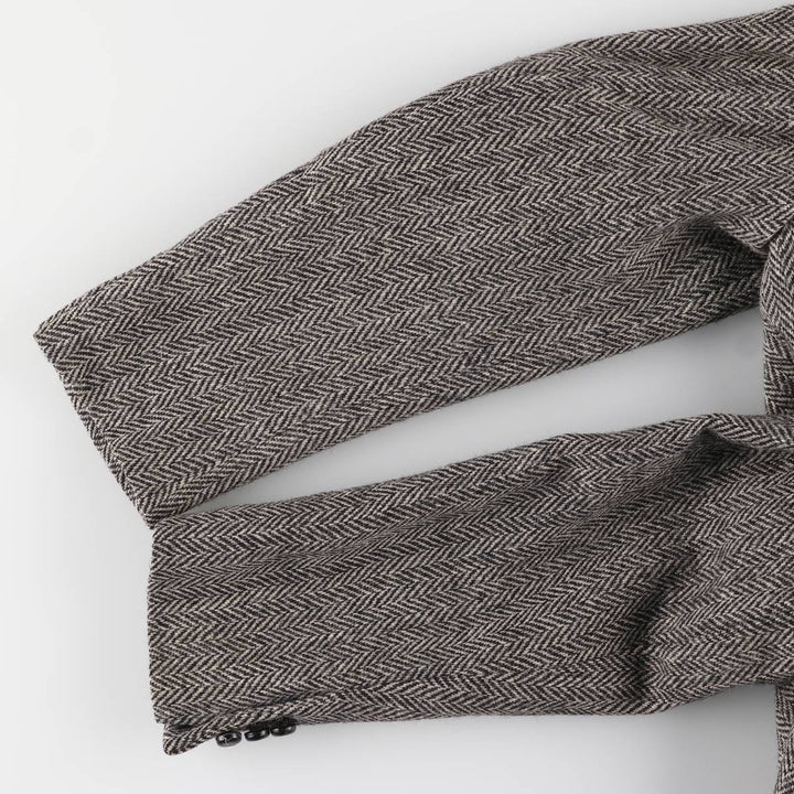 80s-90'S Derby of San Francisco Harris Tweed Herringbone Wool Tailored Jacket, Men's Size Medium wool gray type Vintage Second Hand