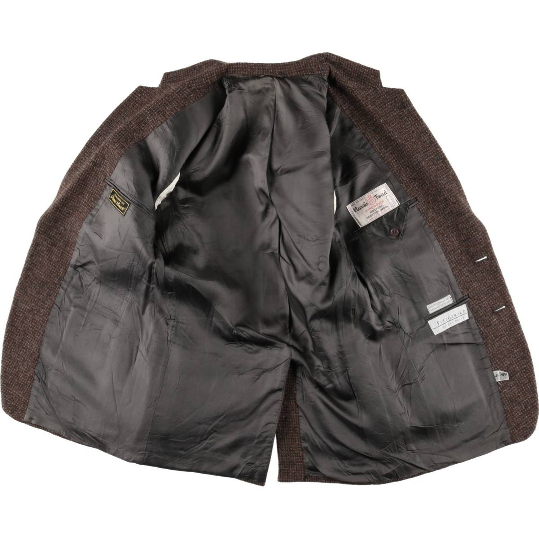 Vintage Harris Tweed wool tailored jacket from the 1980'S to 1990s, made in the USA, size M. wool brown type Vintage Second Hand