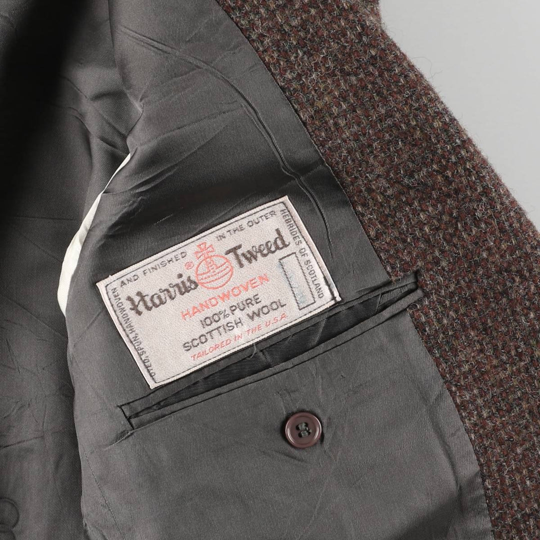 Vintage Harris Tweed wool tailored jacket from the 1980'S to 1990s, made in the USA, size M. wool brown type Vintage Second Hand