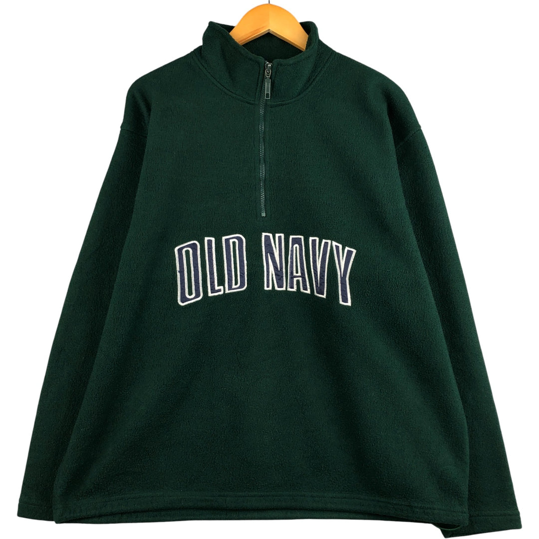 Old Navy Half-Zip Fleece Pullover, Men's XL polyester Green type dark green Vintage Second Hand