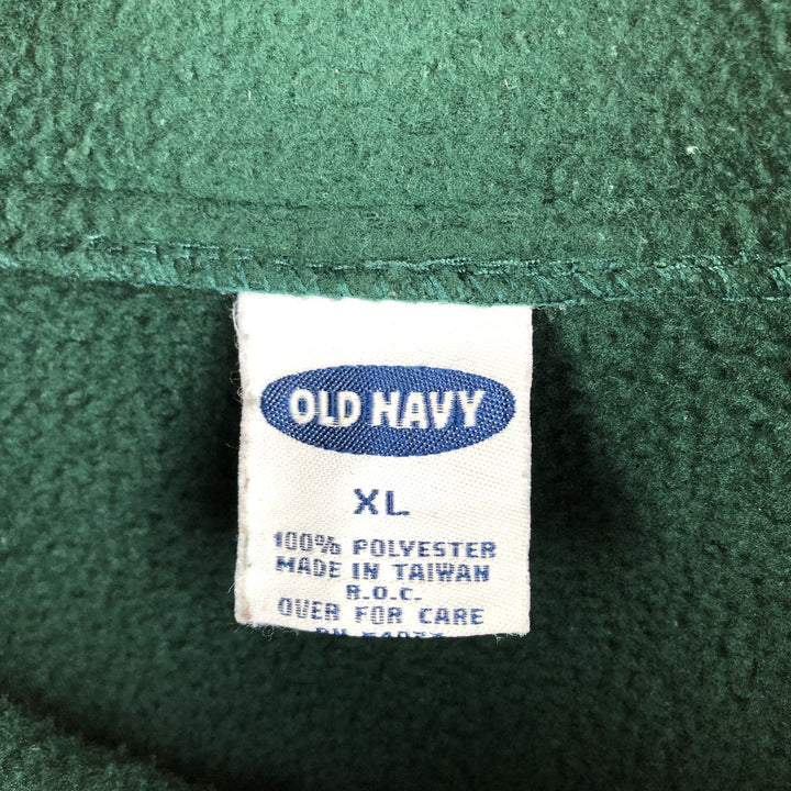 Old Navy Half-Zip Fleece Pullover, Men's XL polyester Green type dark green Vintage Second Hand