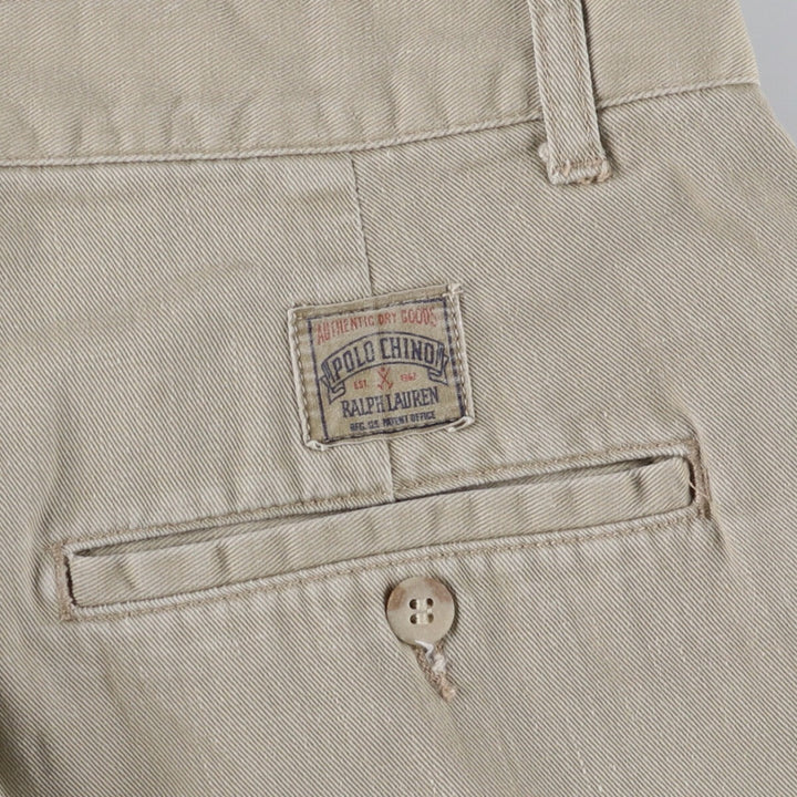 Ralph Lauren POLO by Ralph Lauren Two-pleat Chino Pants for Men, W33 equivalent cotton Beige type Vintage Second Hand