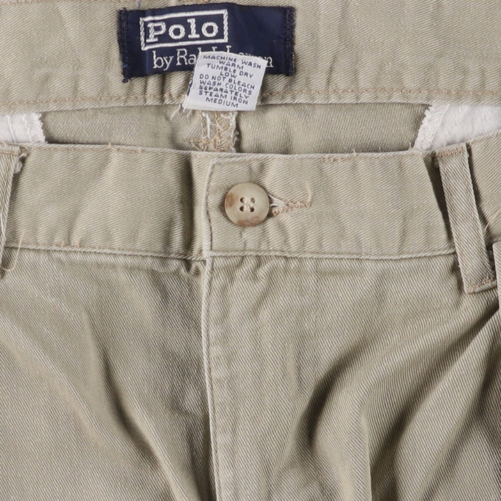 Ralph Lauren POLO by Ralph Lauren Two-pleat Chino Pants for Men, W33 equivalent cotton Beige type Vintage Second Hand