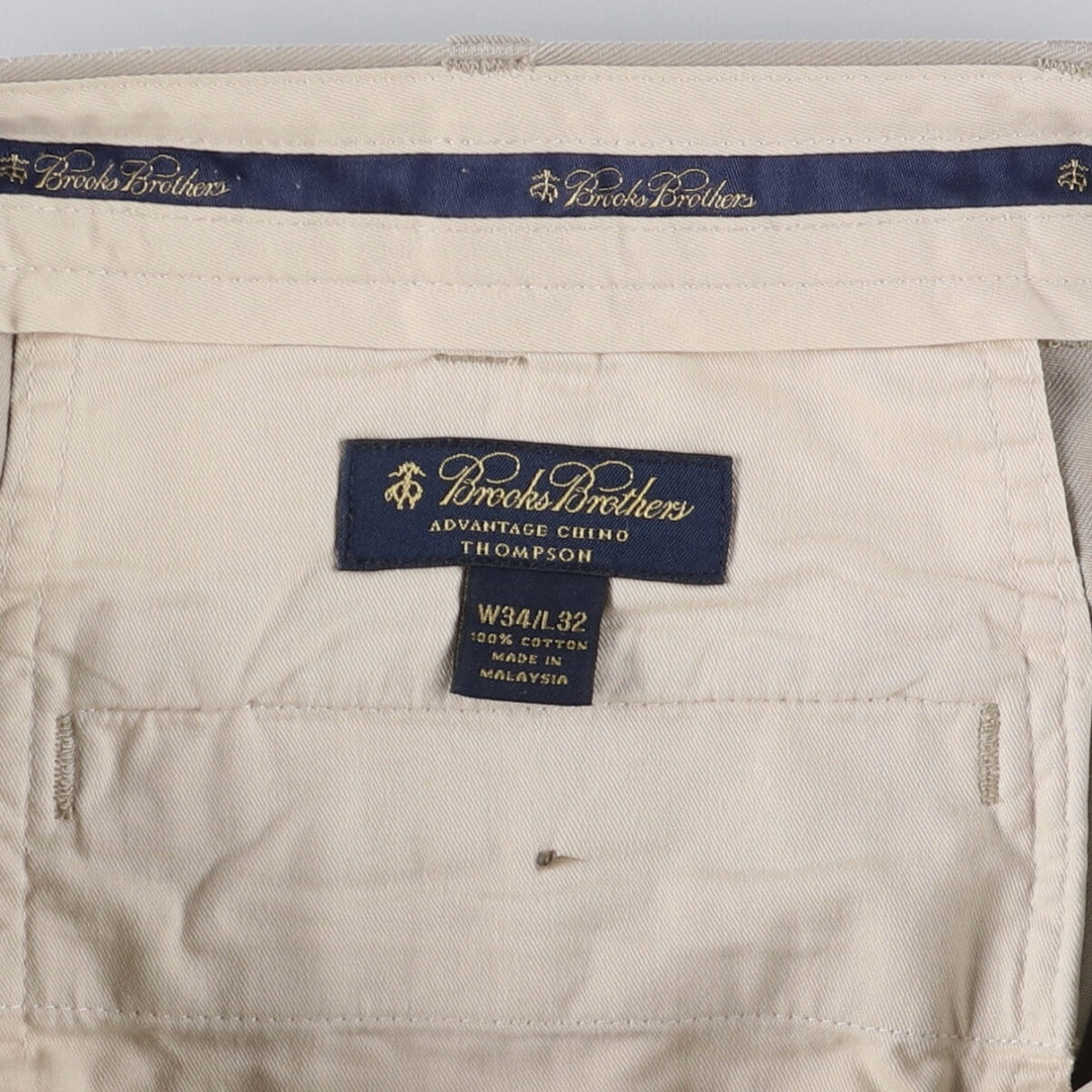 Brooks Brothers Two-pleat Chino Pants, Men's, Size W35 cotton Beige type Vintage Second Hand