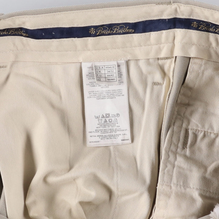 Brooks Brothers Two-pleat Chino Pants, Men's, Size W35 cotton Beige type Vintage Second Hand