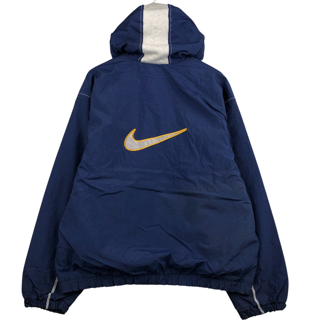 90'S Nike Back Logo Padded Hoodie/Puffer Jacket, Men's Size L, Vintage Nylon navy blue type Vintage Second Hand