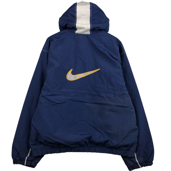 90'S Nike Back Logo Padded Hoodie/Puffer Jacket, Men's Size L, Vintage Nylon navy blue type Vintage Second Hand