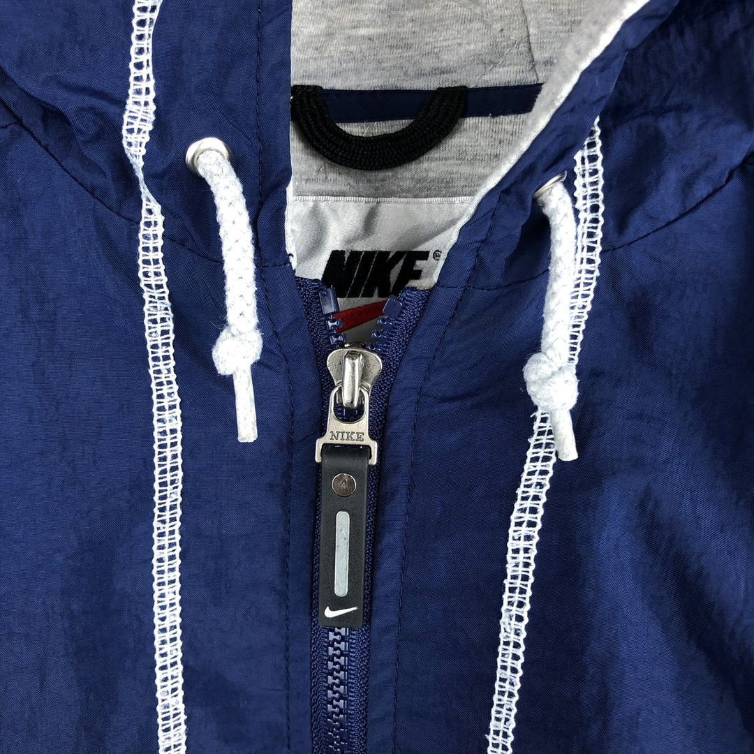 90'S Nike Back Logo Padded Hoodie/Puffer Jacket, Men's Size L, Vintage Nylon navy blue type Vintage Second Hand