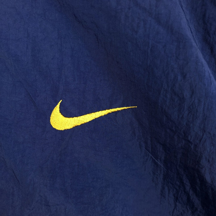 90'S Nike Back Logo Padded Hoodie/Puffer Jacket, Men's Size L, Vintage Nylon navy blue type Vintage Second Hand