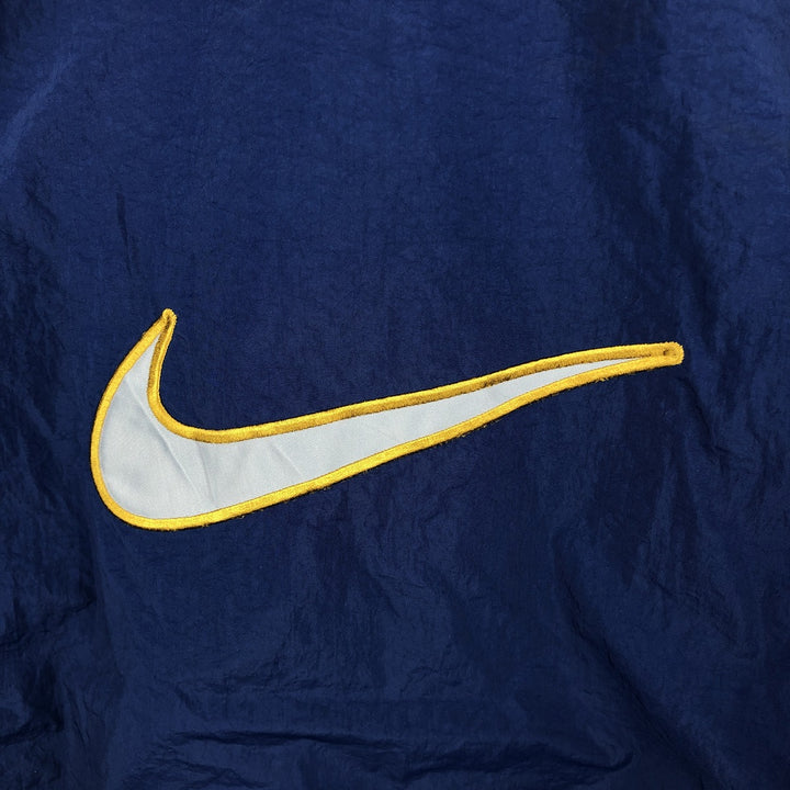 90'S Nike Back Logo Padded Hoodie/Puffer Jacket, Men's Size L, Vintage Nylon navy blue type Vintage Second Hand
