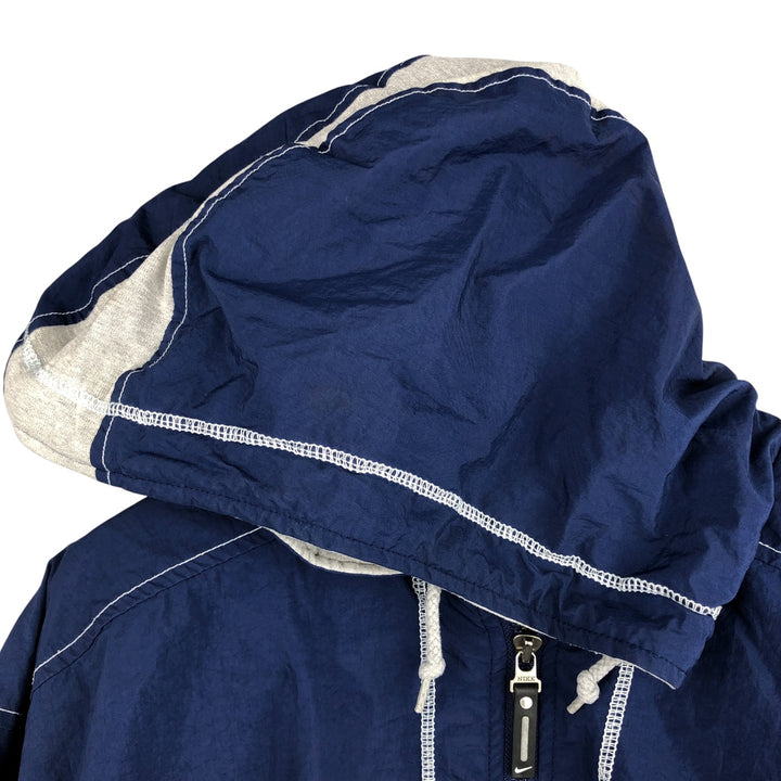 90'S Nike Back Logo Padded Hoodie/Puffer Jacket, Men's Size L, Vintage Nylon navy blue type Vintage Second Hand