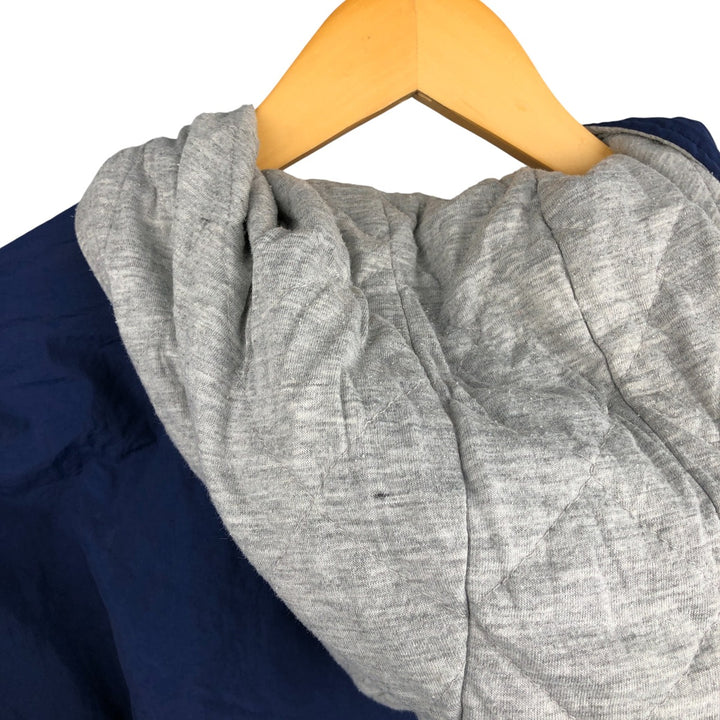 90'S Nike Back Logo Padded Hoodie/Puffer Jacket, Men's Size L, Vintage Nylon navy blue type Vintage Second Hand