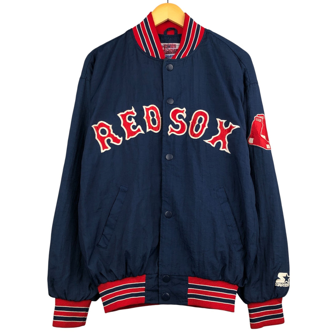 Starter MLB Boston Red Sox Nylon Varsity Jacket, Men's Medium Nylon navy blue type Vintage Second Hand