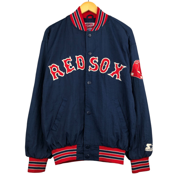 Starter MLB Boston Red Sox Nylon Varsity Jacket, Men's Medium Nylon navy blue type Vintage Second Hand