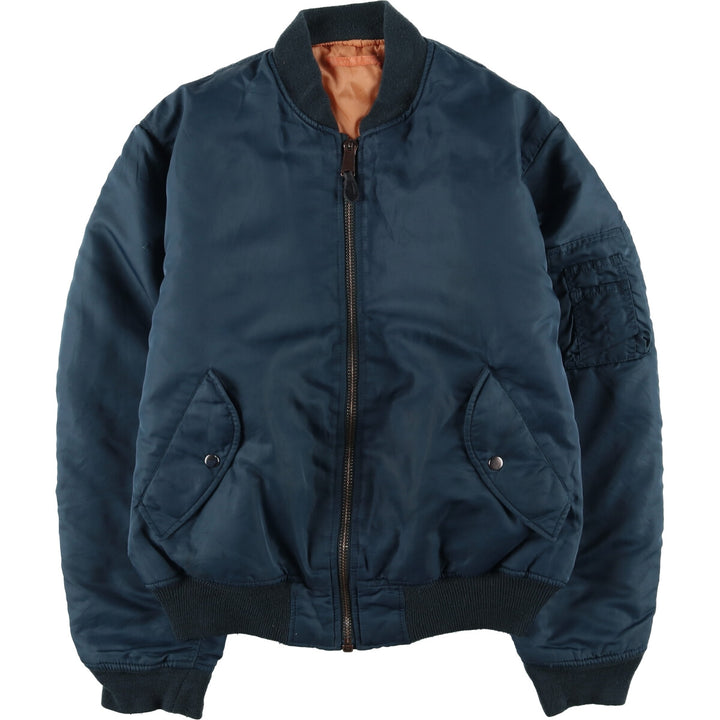 Civilian Alpha MA-1 style padded military flight jacket, men's size L unclear navy blue type Vintage Second Hand