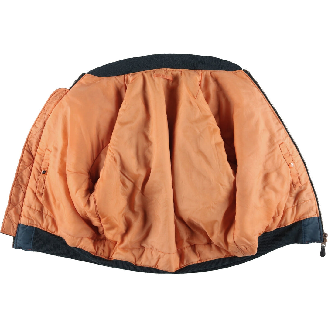 Civilian Alpha MA-1 style padded military flight jacket, men's size L unclear navy blue type Vintage Second Hand