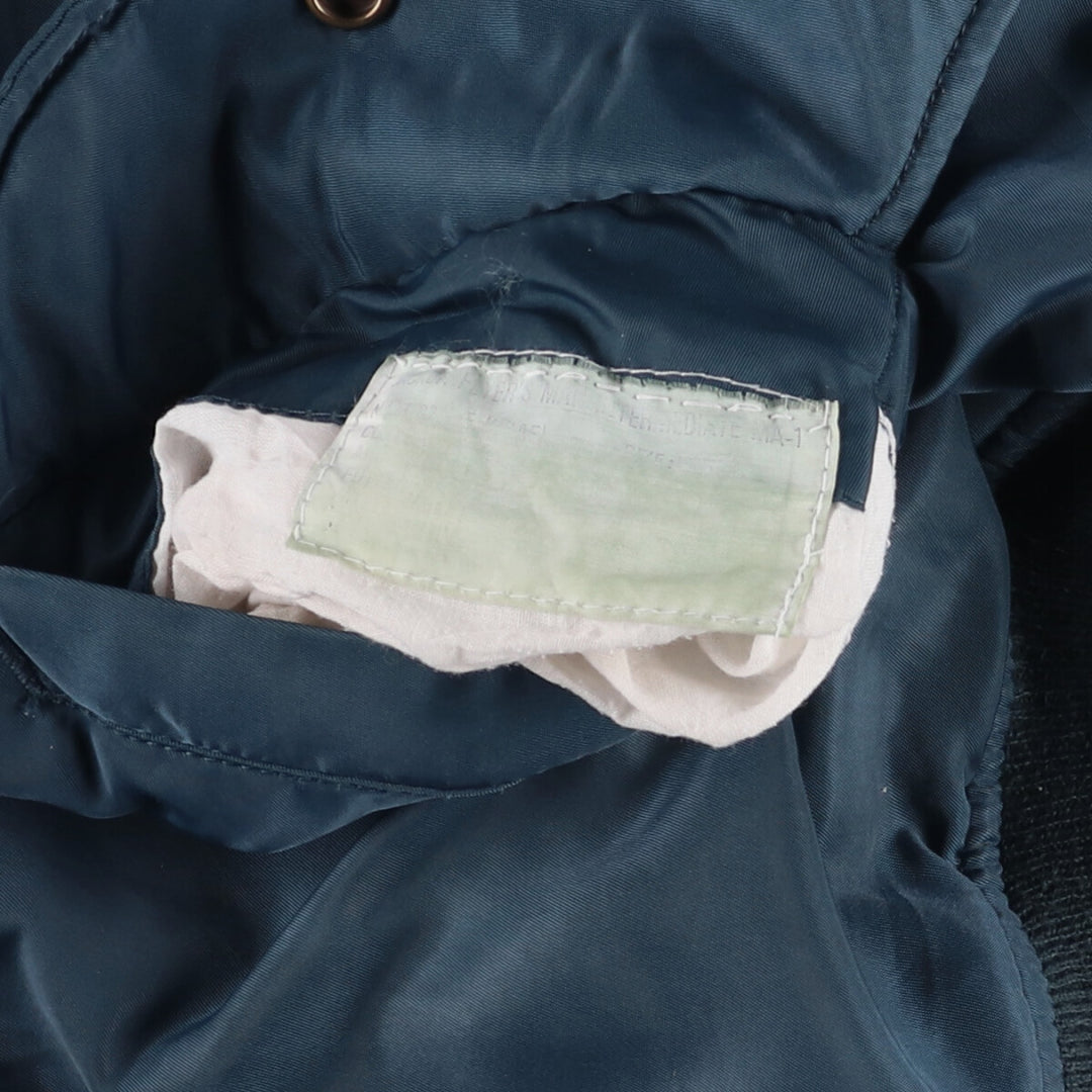 Civilian Alpha MA-1 style padded military flight jacket, men's size L unclear navy blue type Vintage Second Hand