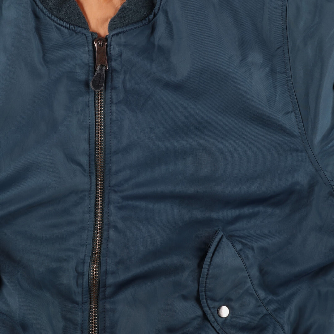 Civilian Alpha MA-1 style padded military flight jacket, men's size L unclear navy blue type Vintage Second Hand