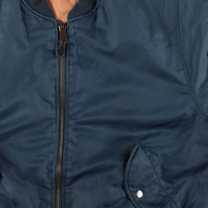 Civilian Alpha MA-1 style padded military flight jacket, men's size L unclear navy blue type Vintage Second Hand