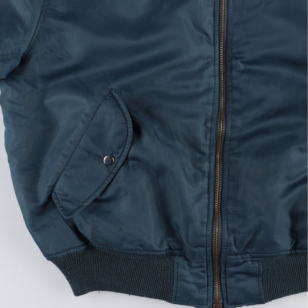 Civilian Alpha MA-1 style padded military flight jacket, men's size L unclear navy blue type Vintage Second Hand