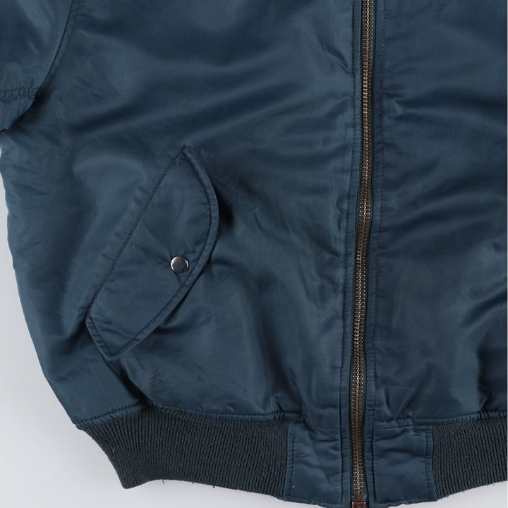 Civilian Alpha MA-1 style padded military flight jacket, men's size L unclear navy blue type Vintage Second Hand