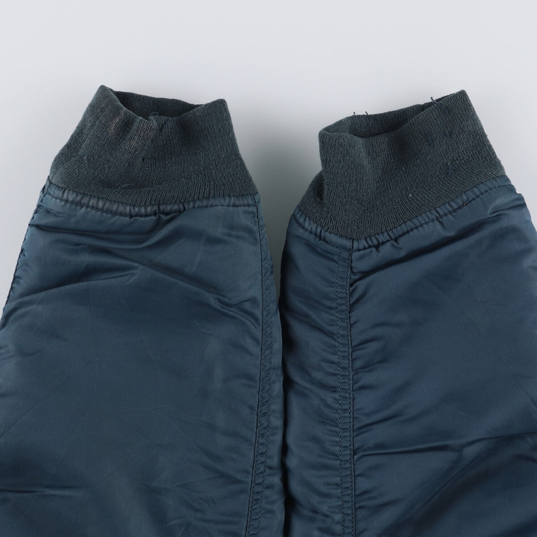 Civilian Alpha MA-1 style padded military flight jacket, men's size L unclear navy blue type Vintage Second Hand