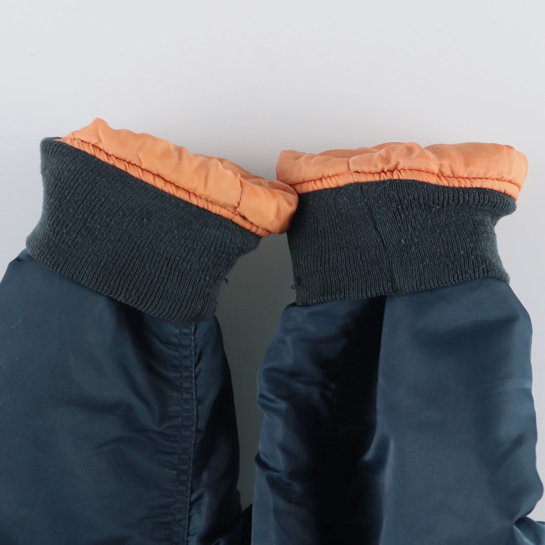 Civilian Alpha MA-1 style padded military flight jacket, men's size L unclear navy blue type Vintage Second Hand