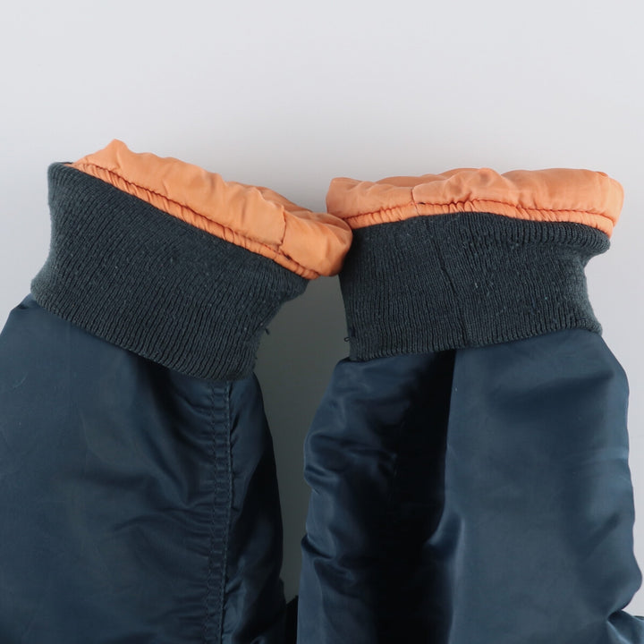 Civilian Alpha MA-1 style padded military flight jacket, men's size L unclear navy blue type Vintage Second Hand