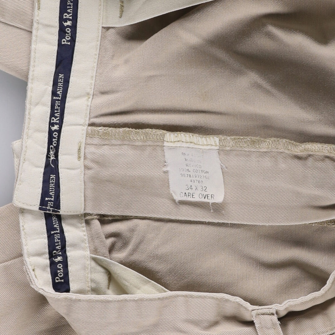 Ralph Lauren POLO RALPH LAUREN ANDREW PANT Two-pleat chino pants Men's size W34 cotton Beige type Vintage Second Hand