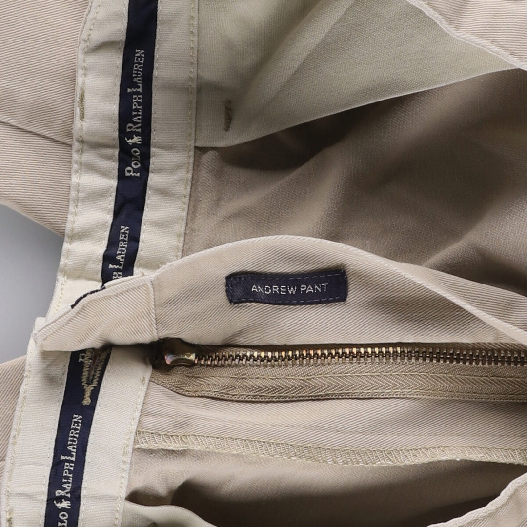 Ralph Lauren POLO RALPH LAUREN ANDREW PANT Two-pleat chino pants Men's size W34 cotton Beige type Vintage Second Hand